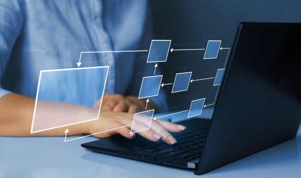 成员之间的秩序或从属关系。虚拟屏幕思维导图或组织图。业务流程和工作流自动化与流程图。业务层次结构。图片下载