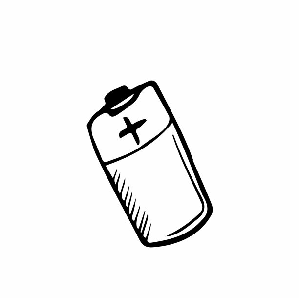 涂鸦电池图标与卡通风格。手绘矢量电池孤立在白色背景上。图片下载