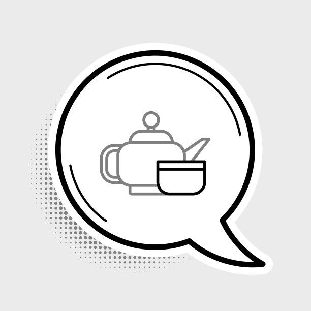 传统的日本茶道图标孤立在灰色背景上。茶壶和杯子。色彩斑斓的轮廓的概念。向量图片下载