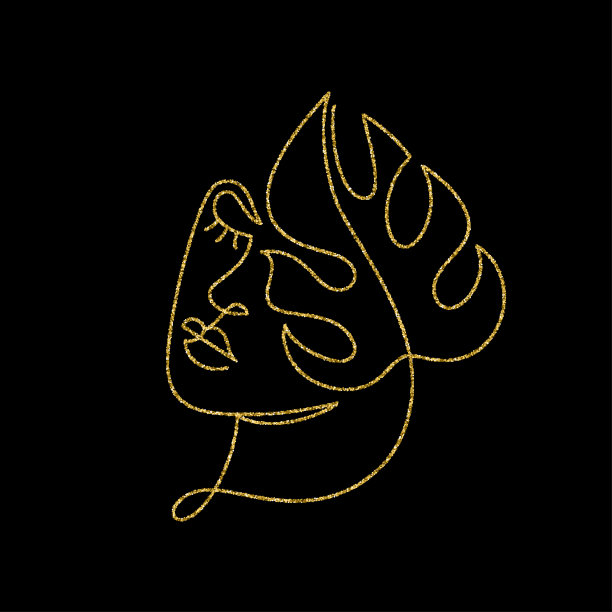 脸的抽象女性在一个现代抽象极简主义单线风格。图片下载