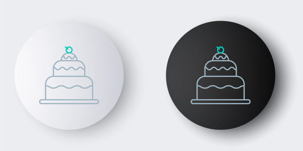 线蛋糕图标孤立在灰色背景上。生日快乐。色彩斑斓的轮廓的概念。向量图片下载