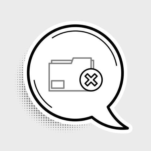 删除文件夹图标孤立在灰色背景上。删除或错误文件夹。关闭计算机信息文件夹。色彩斑斓的轮廓的概念。向量图片下载