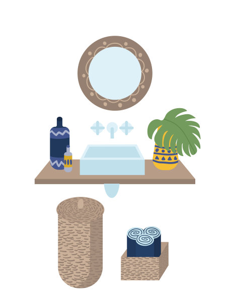 浴室内部插图与怪物图片下载