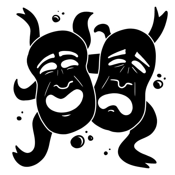 剧场偶像卡通插画;喜剧和悲剧面具图片下载