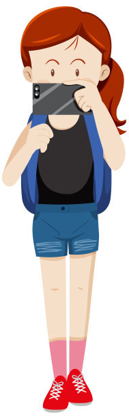 一位旅行妇女在白色背景下使用手机图片下载