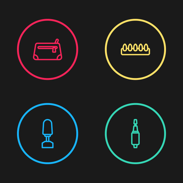 设置线铣刀修甲，假指甲和化妆包图标。向量图片下载