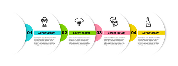 韩国、传统扇子、韩币、烧酒瓶。业务信息模板。向量图片下载