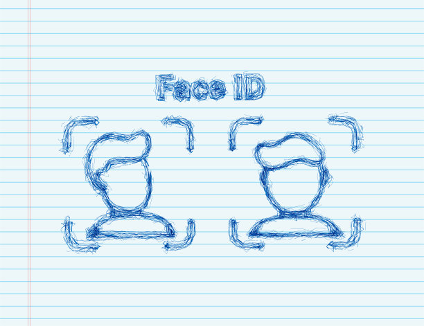 人脸识别概念设计。可用于网页横幅，信息图形，英雄图像。素描风格。矢量图图片下载