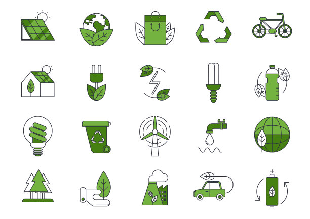 一组矢量生态标志或孤立的生态标志图片下载