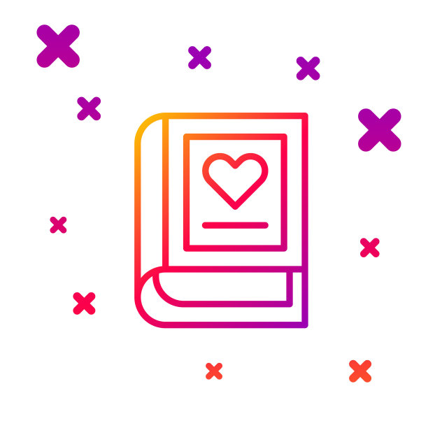 彩色线医学书图标孤立在白色背景。梯度随机动态形状。向量图片下载