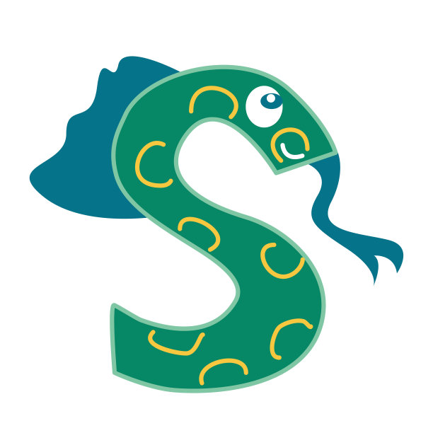 字母S以恐龙的形式出现。图片下载