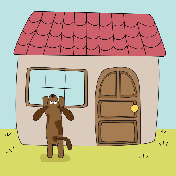 可爱的小狗在外面玩耍。矢量艺术图片下载