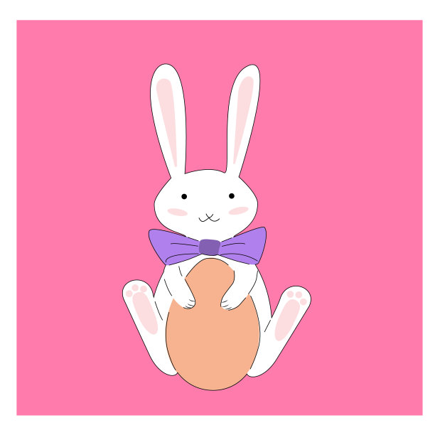 Сute小兔子坐在复活节彩蛋。图片下载
