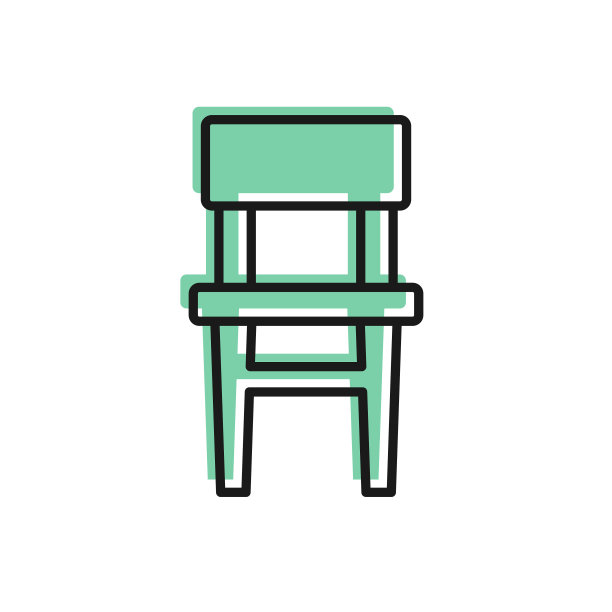 黑色线条椅子图标孤立在白色背景上。向量图片下载