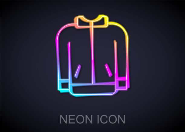 发光的霓虹灯线棒球t恤图标孤立在黑色背景上。棒球衫，运动服，插肩袖运动衫。向量图片下载