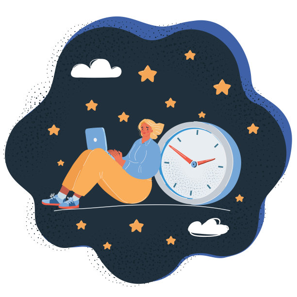 矢量插图的商业妇女在晚上工作。失眠的概念图片下载