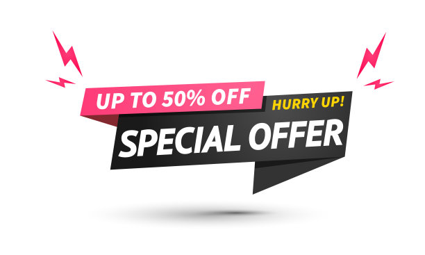 横幅标签优惠50%。矢量图图片下载