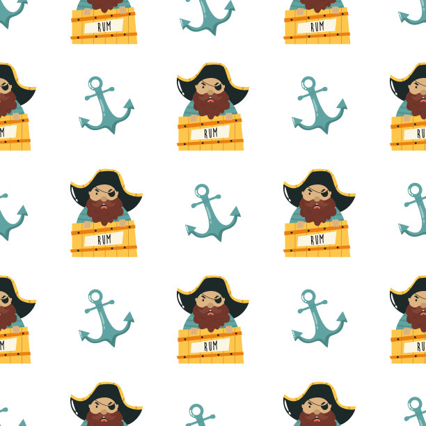 矢量无缝模式海盗和锚图片下载