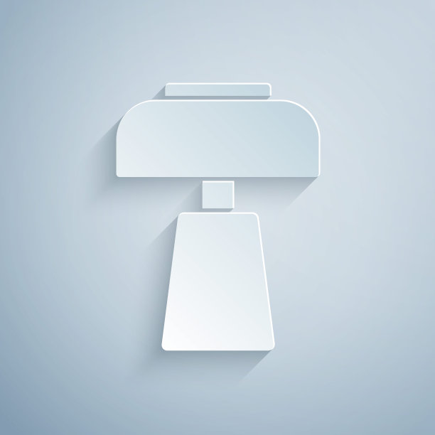 剪纸台灯图标孤立在灰色背景上。台灯。纸艺术风格。向量图片下载