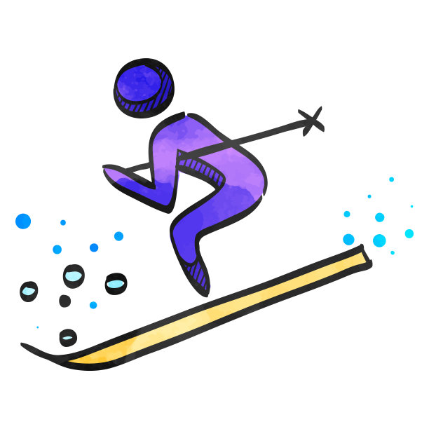 水彩风格图标滑雪图片下载