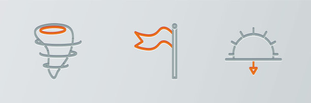 日落，龙卷风和气象风向标图标。向量图片下载