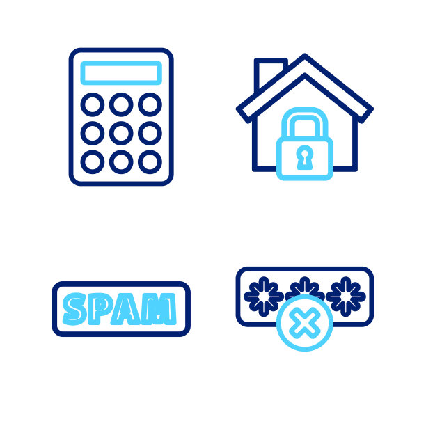 设置行密码保护，垃圾邮件，房子下和图标。向量图片下载