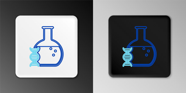 行DNA研究，搜索图标孤立在灰色背景上。基因工程，基因测试，克隆，亲子鉴定。色彩斑斓的轮廓的概念。向量图片下载