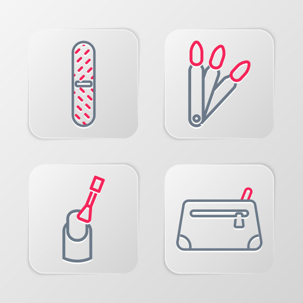 设置线化妆袋，指甲修甲，假指甲和文件图标。向量图片下载