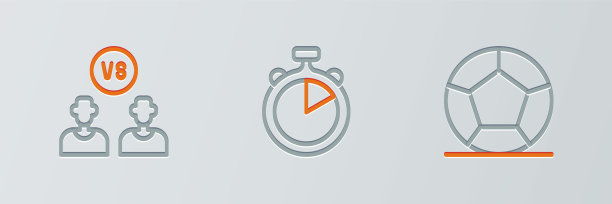 设置线足球足球，足球或足球运动员和秒表图标。向量图片下载