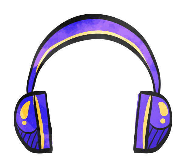 水彩风格图标耳机音频图片下载