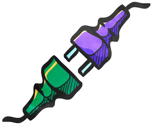 水彩风格图标电插头图片下载