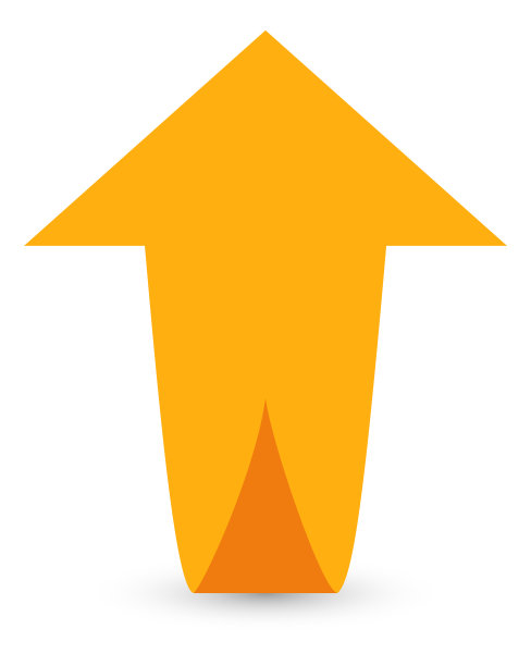 黄色箭头向上。三维生长指针符号图片下载