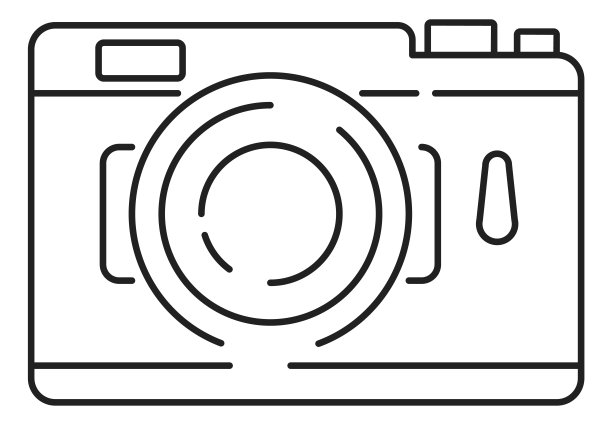 照片相机图标在细线风格。设备的照片图片下载