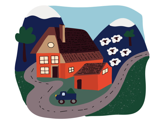 房子和路靠近山图片下载