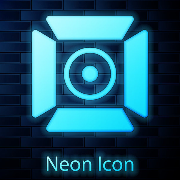 发光的霓虹灯电影聚光灯图标孤立图片下载