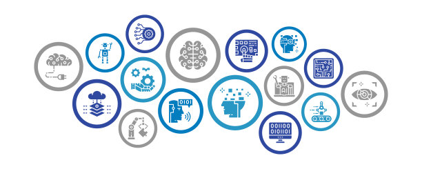 人工智能业务说明。机器人，聊天机器人，数据库，大数据矢量推广图标横幅。网页横幅布局模板。图片下载