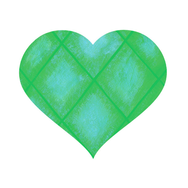 心形绿色与纹理元素，孤立在白色背景上。图标。爱。情人节。水彩插图。用于设计明信片，婚礼请柬。图片下载