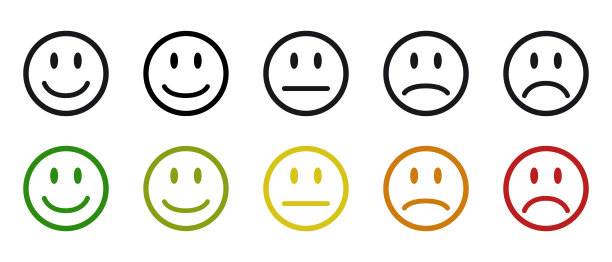 反馈情绪图标设置-平坦向量插图孤立在白色背景图片下载
