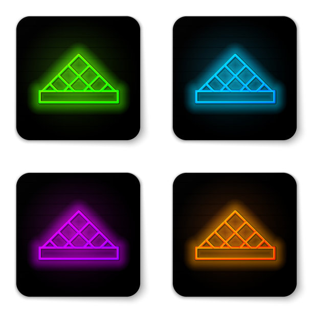 发光的霓虹线条卢浮宫玻璃金字塔图标图片下载