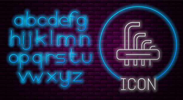 发光的霓虹灯线工具艾伦键图标孤立上图片下载