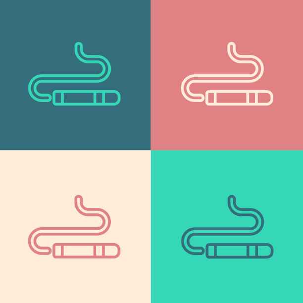 波普艺术线条雪茄图标孤立的颜色图片下载