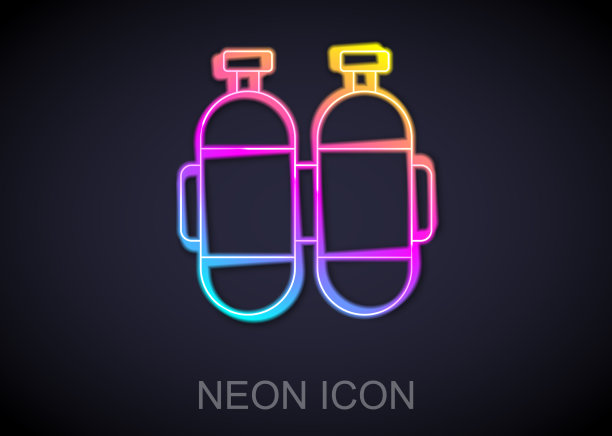 发光的霓虹灯线aququalung图标孤立在黑色上图片下载