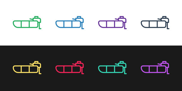 设置带舷外马达图标的充气船图片下载