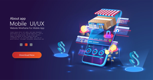 网站或移动应用中的3D在线购物概念。移动营销和电子商务的概念。在线商店。股票向量图片下载