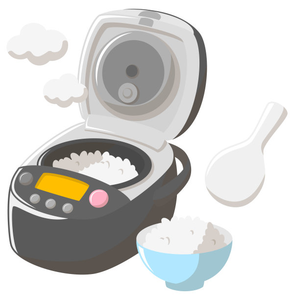 电饭锅。盛在碗里的米饭。图片下载