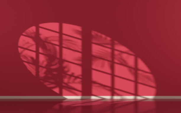 空房间，圆形窗口，3d渲染。图片下载