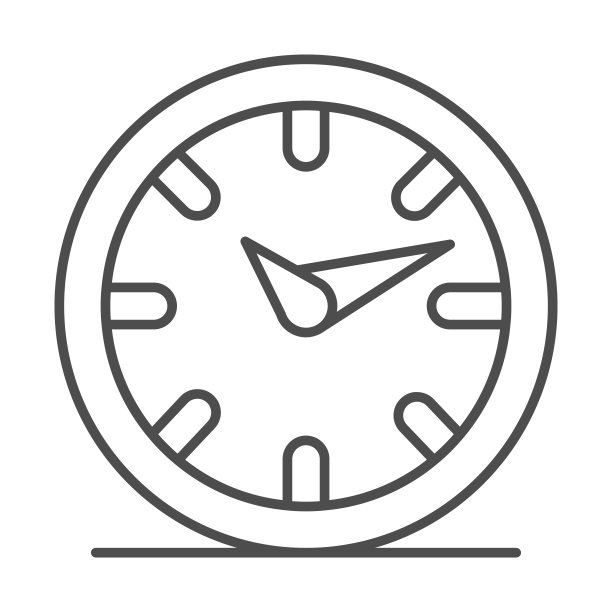 壁钟与双手细线图标，房间装饰概念，时钟标志上的白色背景，时钟在墙上图标轮廓风格的移动概念和网页设计。矢量图形。图片下载