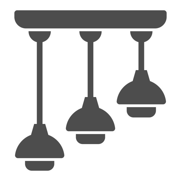 悬挂灯固体图标，室内设计概念，天花板灯标志在白色背景，灯泡灯罩图标在字形风格的移动概念和网页设计。矢量图形。图片下载