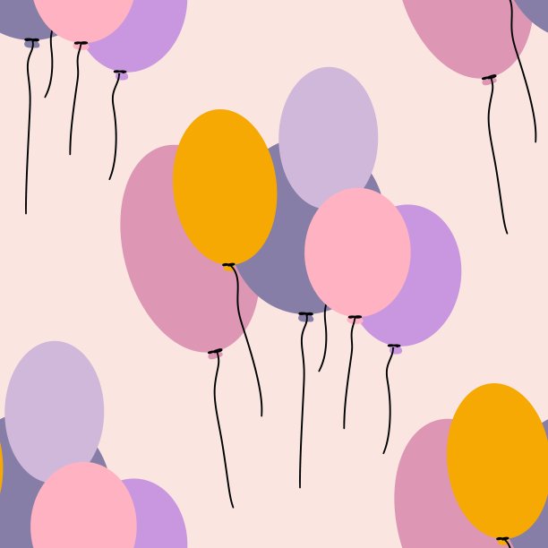 生日无缝气球图案适用于纺织品及纺织品包装图片下载