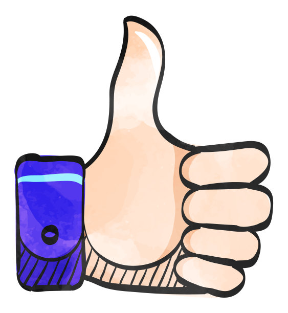 水彩风格图标大拇指向上的手图片下载